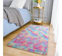 MOONLIGHT20015 Rugs Living Room - Fluffy Shaggy Small Area Rugs for Bedroom Anti-Slip - Modern Super Soft Thick Pile Rainbow Rug - Plush Carpet Non Shedding Easy To Clean, 50cm x 80cm