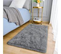 MOONLIGHT20015 Rugs Living Room - Grey Area Rugs for Bedroom Small Anti Slip - Modern Super Soft Thick Pile Fluffy Shaggy Rug - Plush Carpet Non Shedding Easy to Clean, 50cm x 80cm