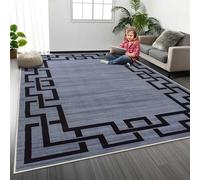 MOONLIGHT20015 Rugs Living Room Large 160x230 cm - Greek Key Style Grey Area Rugs for Bedroom - Non Slip Modern Printed Carpet For Lounge Dining Room, Nico