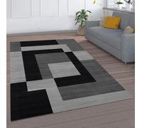 MOONLIGHT20015 Rugs Living Room Large 200x290 cm - Geometric Style Grey Area Rugs for Bedroom - Non Slip Modern Printed Carpet For Lounge Dining Room, Milo Black & Grey