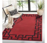 MOONLIGHT20015 Rugs Living Room Small 60x110 cm - Greek Key Style Area Rugs for Bedroom - Non Slip Modern Printed Carpet Bedside Red Rug, Lexi