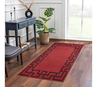 MOONLIGHT20015 Rugs Living Room - Small Bedside Area Rugs for Bedroom 40x60cm - Door Mat for Entryway Greek Key Style Modern Red Rug, Lexi