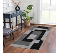 MOONLIGHT20015 Rugs Living Room - Small Bedside Grey Area Rugs for Bedroom 40x60cm - Door Mat for Entryway Geometric Style Modern Rug, Milo Black & Grey