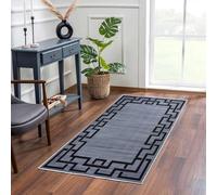 MOONLIGHT20015 Rugs Living Room - Small Bedside Grey Area Rugs for Bedroom 40x60cm - Door Mat for Entryway Greek Key Style Modern Rug, Nico