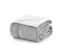 MOONLIGHT20015 Sherpa Fleece Silver Blanket - Soft & Warm Bed Throw Double Size Microfiber Solid Fluffy Blankets Warm and Thick Throws for Sofas and Couch - Twin Size, (Silver Grey, 150x200cm)