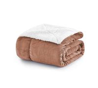 MOONLIGHT20015 Sherpa Fleece Throw Blanket Queen Size - Fluffy & Soft Large Blankets for Bed - Microfiber Solid Warm Thick Throws for Sofas and Couch (Camel, 220x240cm)