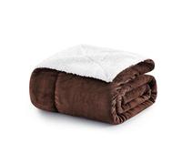 MOONLIGHT20015 Sherpa Fleece Throw Blanket Queen Size - Fluffy & Soft Large Blankets for Bed - Microfiber Solid Warm Thick Throws for Sofas and Couch (Coffee, 220x240cm)