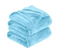 MOONLIGHT20015 Silk Touch Warm 2 Pack Fleece Blankets - 400 GSM Throws for Sofa Fluffy Blanket Bed Throw for Bedroom, Couch, Travel, Kids, Bedroom Accessories LightBlue, Full/Queen (200 X 240CM)