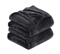 MOONLIGHT20015 Silk Touch Warm 2 Pack Fleece Blankets - 400 GSM Throws for Sofa Fluffy Blanket Bed Throw for Bedroom, Couch, Travel, Kids, Bedroom Accessories Black, Twin/Double (150 X 200CM)