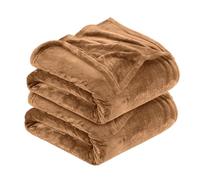 MOONLIGHT20015 Silk Touch Warm 2 Pack Fleece Blankets - 400 GSM Throws for Sofa Fluffy Blanket Bed Throw for Bedroom, Couch, Travel, Kids, Bedroom Accessories Camel, King (230 X 270CM)