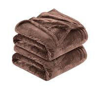 MOONLIGHT20015 Silk Touch Warm 2 Pack Fleece Blankets - 400 GSM Throws for Sofa Fluffy Blanket Bed Throw for Bedroom, Couch, Travel, Kids, Bedroom Accessories Coffee, Full/Queen (200 X 240CM)