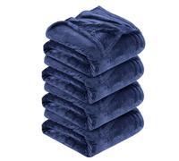 MOONLIGHT20015 Silk Touch Warm 4 Pack Fleece Blankets - 400 GSM Throws for Sofa Fluffy Blanket Bed Throw for Bedroom, Couch, Travel, Kids, Bedroom Accessories Navy, Full/Queen (200 X 240CM)
