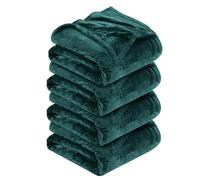 MOONLIGHT20015 Silk Touch Warm 4 Pack Fleece Blankets - 400 GSM Throws for Sofa Fluffy Blanket Bed Throw for Bedroom, Couch, Travel, Kids, Bedroom Accessories Emerald, Twin/Double (150 X 200CM)