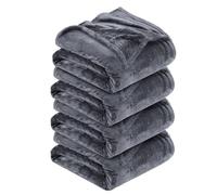 MOONLIGHT20015 Silk Touch Warm 4 Pack Fleece Blankets - 400 GSM Throws for Sofa Fluffy Blanket Bed Throw for Bedroom, Couch, Travel, Kids, Bedroom Accessories Grey, Full/Queen (200 X 240CM)