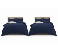 MOONLIGHT20015 Super King Duvet Cover Set Pack of 2 Navy Solid Soft Pre-Washed Super King Bedding Duvet Cover Sets with 2 Matching Pillowcases