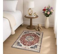 MOONLIGHT20015 Washable Rugs Living Room 60x110 cm - Fluffy Vintage Area Rugs for Bedroom - Non Slip Low Pile Soft Boho Rug Carpets for Lounge - Traditional Large Bedside Rug Easy To Clean, Whisper