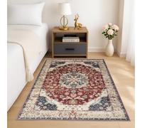 MOONLIGHT20015 Washable Rugs Living Room 80x150 cm - Fluffy Vintage Area Rugs for Bedroom - Non Slip Low Pile Soft Boho Rug Carpets for Lounge - Traditional Large Bedside Rug Easy To Clean, Whisper
