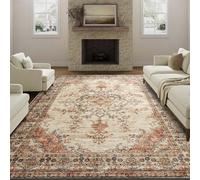 MOONLIGHT20015 Washable Rugs Living Room Large 200x290 cm - Fluffy Vintage Area Rugs for Bedroom - Non Slip Low Pile Soft Boho Rug Carpets for Lounge - Traditional Rug for Dining Room, Timeless