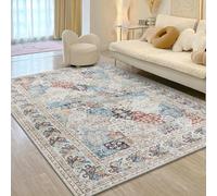 MOONLIGHT20015 Washable Rugs Living Room Large 200x290 cm - Fluffy Vintage Area Rugs for Bedroom - Non Slip Low Pile Soft Boho Rug Carpets for Lounge - Traditional Rug for Dining Room, Coastal