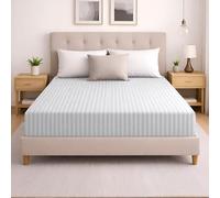 MOONLIGHT20015 White Double Fitted Sheet 40CM Extra Deep Pocket Bed Sheets with Satin Stripes Elastic Corners Soft Brushed Microfiber Breathable & Fade-Resistant & Shrinkage Bedsheets