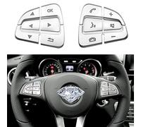 Moonlinks Steering Wheel Button Covers Trim Stickers Compatible with Mercedes Benz A B GLA CLA GLS GLE CLS SL Class,Steering Wheel Button lnner Decoration Sticker 12PCS,Chromed-Silver(Model B)