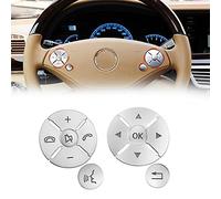 Moonlinks Steering Wheel Button Stickers Compatible with Mercedes C-Class W204 E-Class W212 S-Class W221,GLK-Class X204,Steering Wheel Button Trim Cover Cap Sticker Inner Decoration (12PCS,Round)