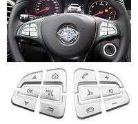 Moonlinks Steering Wheel Button Trim Sticker Compatible with Mercedes Benz C V GLC Class W205 X253,Steering Wheel Button lnner Decoration Cover 12PCS,Chromed-Silver(Model A)