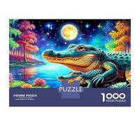 Moonlit Alligators 1000 Piece Jigsaw Puzzle for AdultsCosmic Wolf Howl Jigsaw Great Gift Fun Activity for Home Colourful Challenging & Brainteasing PuzzlesPuzzle Game for The Whole for Women Gifts
