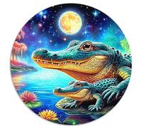 Moonlit Alligators 1000 Pieces Jigsaws Circular Puzzle Jigsaw Puzzles Creative Challenging Puzzles 1000pcs (67.5x67.5cm)