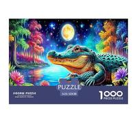Moonlit Alligators 1000 Pieces Puzzle Game - Crocodile by Moonlit Water The Whole Family Fun And Challenging Activity for Home Decompression52x38cm/1000pcs