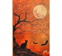 Moonlit Autumn Whispers Journal: A Beautiful Halloween Notebook Featuring a Cherry Tree Lit by the Full Moon, Black Cat, and Pumpkin, Art Style - Perfect for Autumn Reflection and Creative Writing