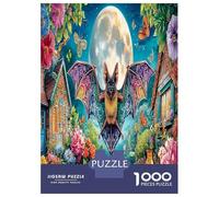 Moonlit Bat Garden 1000 Piece The Magical Cabin of Bats Under The Full Moon Jigsaw Puzzles for Puzzles 1000 Pieces Jigsaw for Adults Challenging Family Puzzle Game Puzzles for Adults Gifts 70x50cm/100