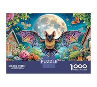 Moonlit Bat Garden Jigsaw Puzzle 1000 Pieces Bats Under The Moonlight Premium Paper Material, Challenging Brain Game And Relaxing Leisure Fun for Adults 70x50cm/1000pcs