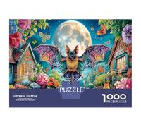 Moonlit Bat Garden Jigsaw Puzzle Collectors, Moonlit Bat Eco-Friendly Paper, Ultra Difficult Puzzle, Office Break Puzzle, 52x38cm/1000pcs