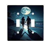 Moonlit Beach Light Switch Cover Plates/Outlet Covers, Night Sky Ocean Scene for Home Décor, Thermoplastic Wall Plates, Standard Size Double Toggle