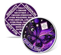 Moonlit Butterfly of Hope 3 Year Sobriety Coin, Affirmation AA Chips, Addiction Recovery Three Year Sober Coins, Celebrating Recovery Anniversary Token, NA AA Sobriety Gifts for Men Women
