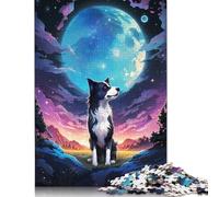 Moonlit Canine Puzzles for Adults 500 Piece Wooden Puzzle Adult Jigsaw Puzzle Puzzles for Adults Teens 500pcs (52x38cm)