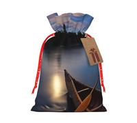 Moonlit Canoe Allagash River Print Drawstring Bags,Snack Bags,Storage Bags For Gift Wrapping,Party Decorations