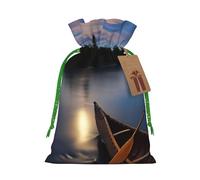 Moonlit Canoe Allagash River Print Drawstring Bags,Snack Bags,Storage Bags For Gift Wrapping,Party Decorations