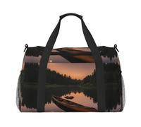 Moonlit Canoe Allagash River Print Everyday Use Travel Duffle Bag Large Capacity Travel Bag Stylish Functional Bag, Black, One Size