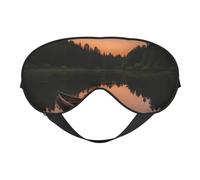 Moonlit Canoe Allagash River Print Functionality Cozy Eye Mask Adjustable Strap Nap Night Travel Camping Yoga Relax