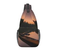 Moonlit Canoe Allagash River Print Sling Bag For Women Men Fashion One Shoulder Crossbody Bag Travel Fanny Pack Cross Body Bags