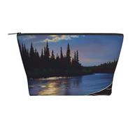 Moonlit Canoe Allagash River Printing Trapezoid Makeup Bag for Women Girl Large Capacity Portable Travel Cosmetic Bag Makeup Pouch Organizer