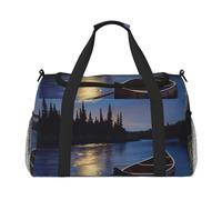 Moonlit Canoe River Printed Travel Duffle Bag for Men Women Weekender Travel Organizer Bag for Sport, Outdoors, Gym & Fishing