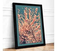 Moonlit Cherry Blossom Botanical Framed Wall Art Print A1 (84.1×59.4cm) Black, Wall Decor for Living Room, Bedroom, Office & Home, Ready to Hang, Art Gift
