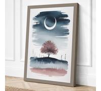 Moonlit Cherry Blossom Canvas Wall Art Print 24x16 Inch