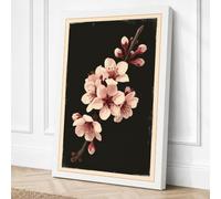 Moonlit Cherry Blossom Canvas Wall Art Print 24x16 Inch (61 x 41 cm)