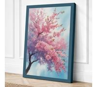 Moonlit Cherry Blossom Canvas Wall Art Print 24x16 Inch (61 x 41 cm)