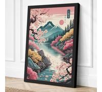 Moonlit Cherry Blossom Canvas Wall Art Print 24x16 Inch (61 x 41 cm)