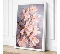 Moonlit Cherry Blossom Canvas Wall Art Print 24x16 Inch (61 x 41 cm)